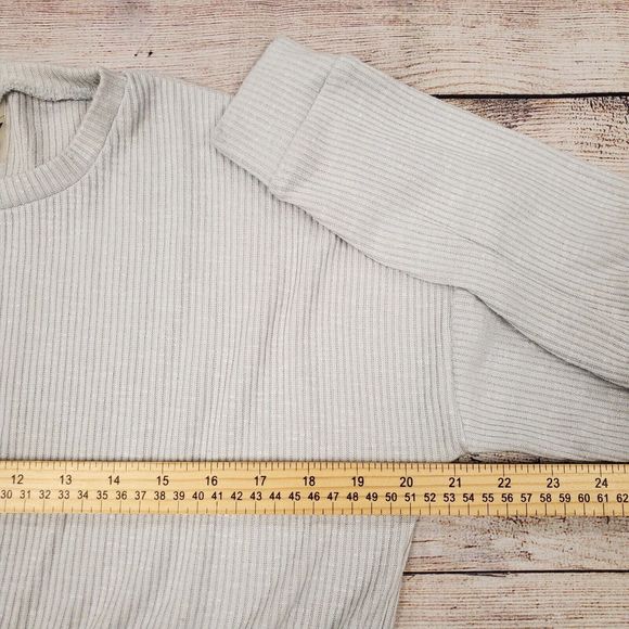 Gymshark Cropped Pullover Sweatshirt Top Women's Size M Gray Ribbed Long… - Picture 6 of 8